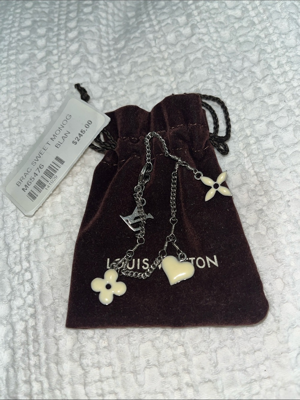 Louis Vuitton Cream Charm Bracelet with Silver-Tone Chain
